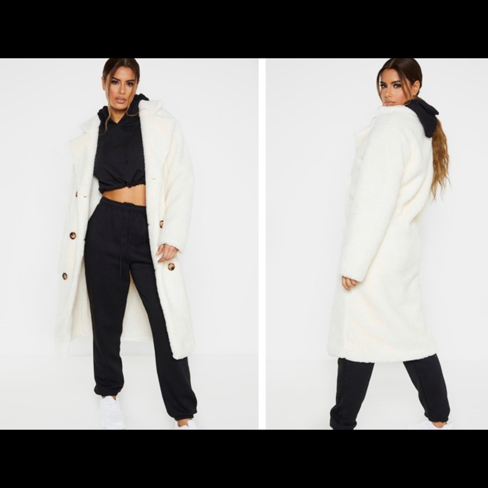 Creme Coloured Long Sherpa Coat